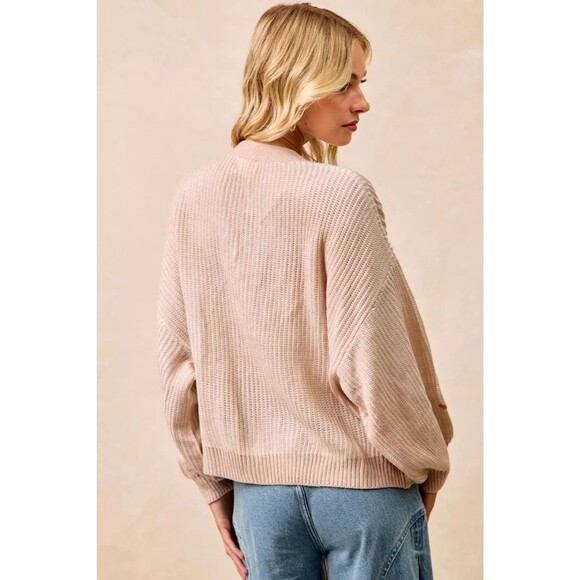 BiBi Two Tone Knit Cardigan with Leaf Appliqués - Picture 11 of 11